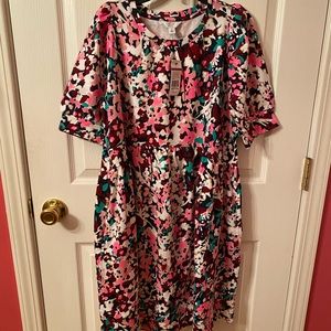 CROWN&IVY cran-flora puff tear dress! Sz Sm!New/tags! Cranberry floral print!SS